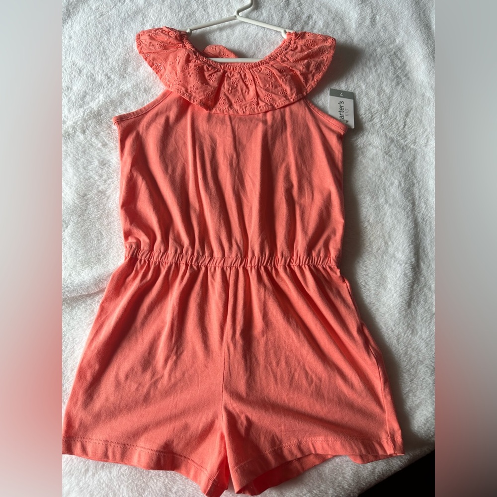 Girls coral short romper